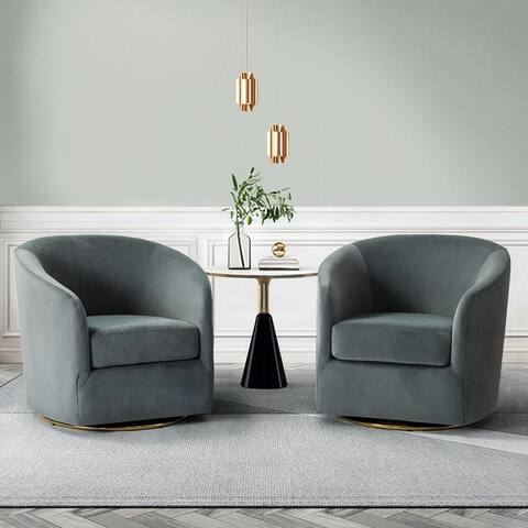 Eleuterio Upholstered Swivel Chair with Metal Base Set of 2