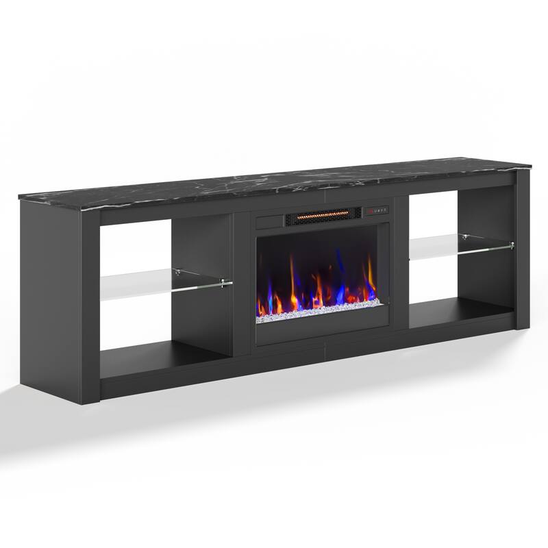 TV Stand for TVs up to 75" with Fireplace, LED Entertainment Center - 71 inch
