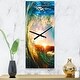 preview thumbnail 8 of 13, Designart 'Colored Ocean Waves Falling Down' Oversized Coastal Wall CLock 12 in. Wide x 28 in. High