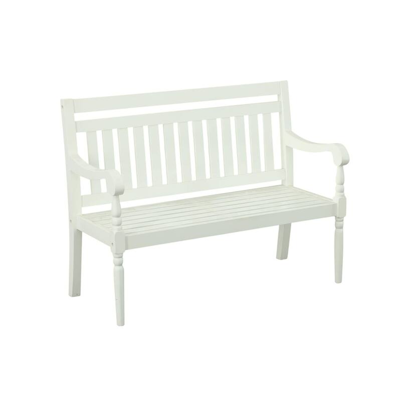 Slatted Outdoor Patio Wooden Bench - 45.5" - White