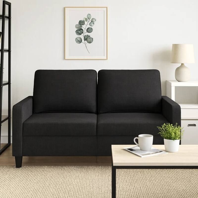 Modern Loveseat in Black Polyester with Simple Minimalist Silhouette