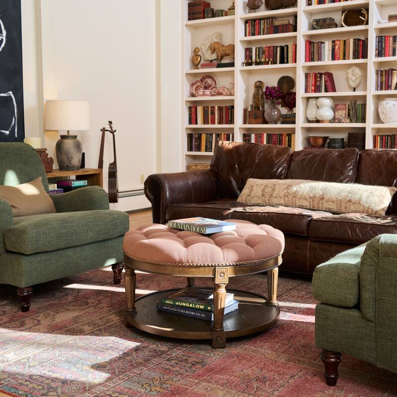 Maven Lane Mesa Round Upholstered Coffee Table