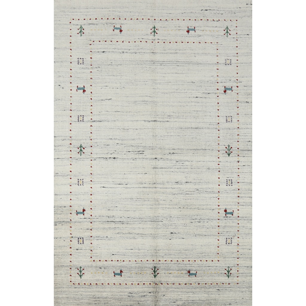 Little Animals Gabbeh Indian Rug Hand-Knotted Wool Carpet - 4'0" x 5'9"