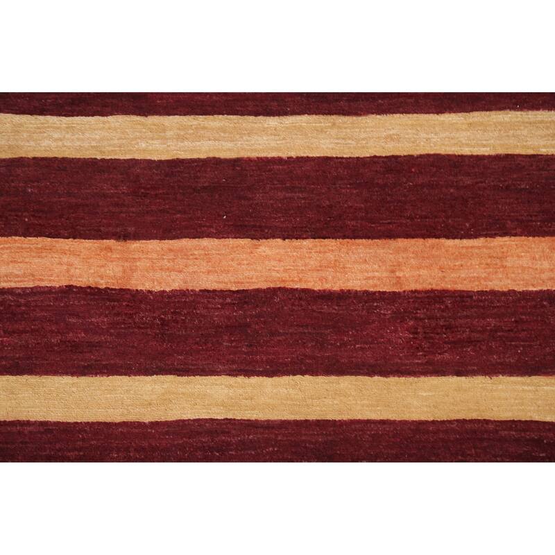 Contemporary Striped Gabbeh Kashkoli Area Rug Hand-knotted Wool Carpet - 3'2" x 5'2"