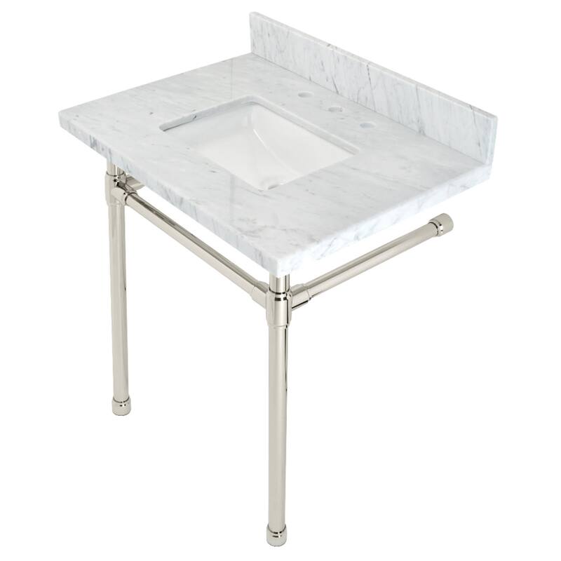 Kingston Brass Dreyfuss 30" Wide Console Sink Set - Marble White / Polished Nickel