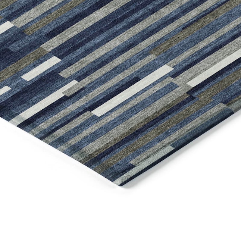 Machine Washable Indoor/ Outdoor Chantille Modern Stripes Rug