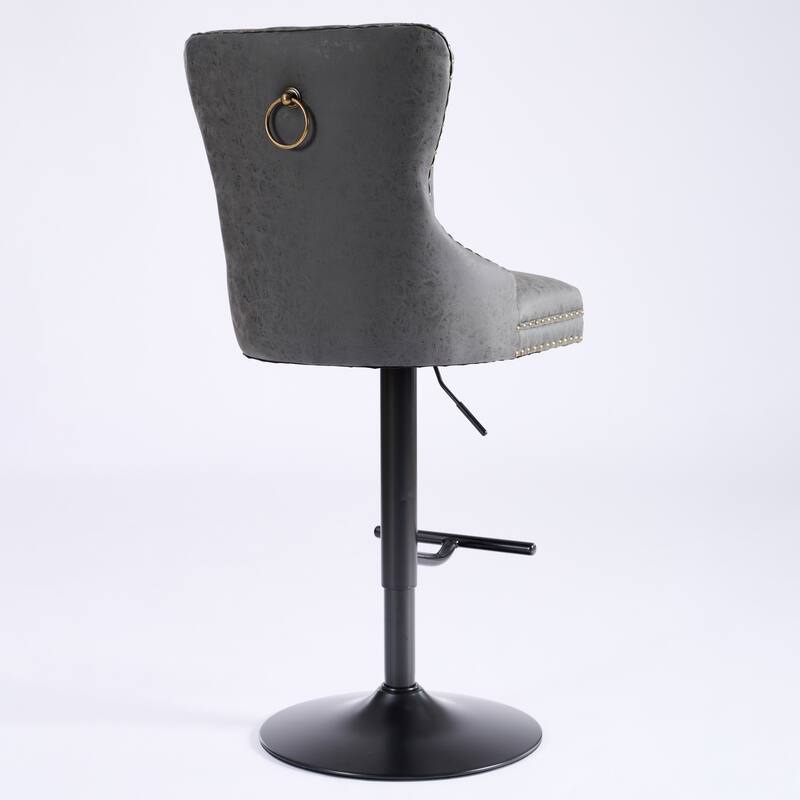 Roomfitters Adjustable Swivel Bar Stools Set of 2, Retro PU Leather Tufted Counter Chairs with Metal Base