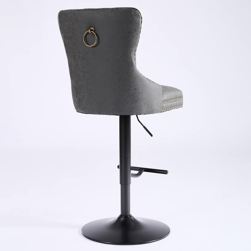 Swivel Barstools Adjusatble Seat Height from 25-33 Inch, with Backs Comfortable Tufted for Homeand Kitchen Island (Set of 2)