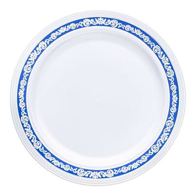 Shiny Royal Rim Disposable Plastic Plate Packs - Party Supplies