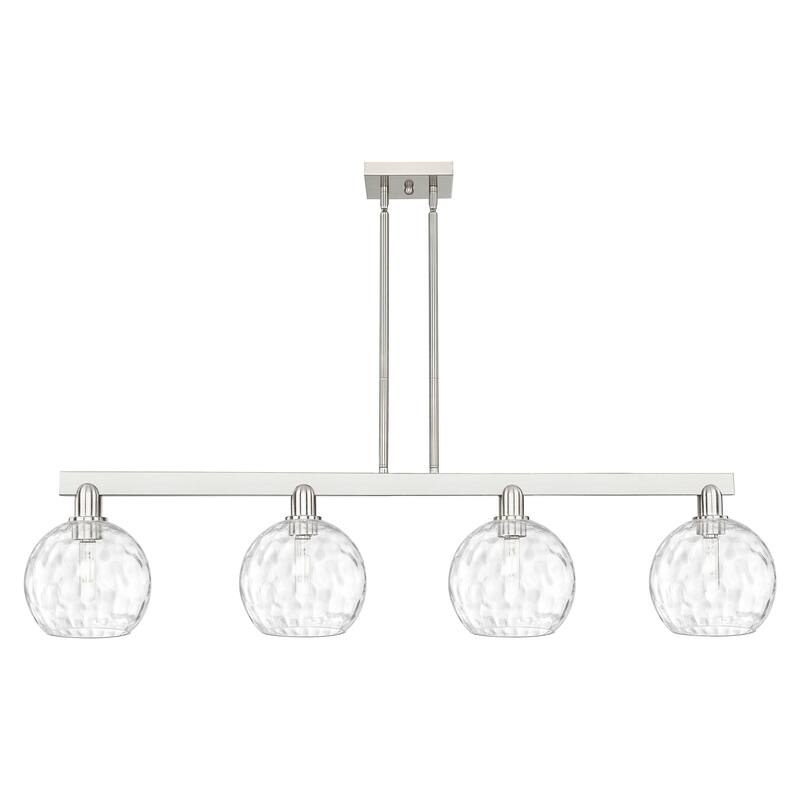 Innovations Lighting Endless Possibilities Arcadia - Athens Water Glass - 4 Light 51" Stem Hung Island Light - Brushed Satin Nickel