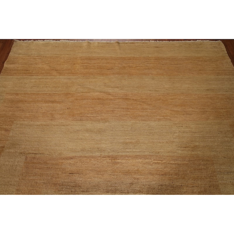 Vegetable Dye Modern Gabbeh Oriental Area Rug Hand-Knotted Wool Carpet - 6'10" x 8'0"