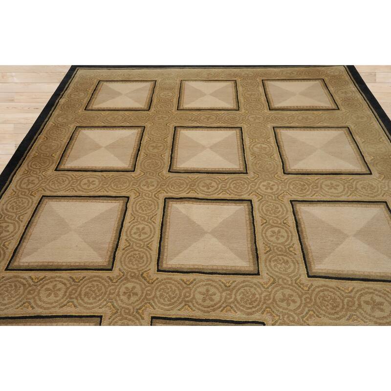 8x10 Hand Knotted Wool Ivory Tibetan Plush Pile French design Rug - 8' x 10'