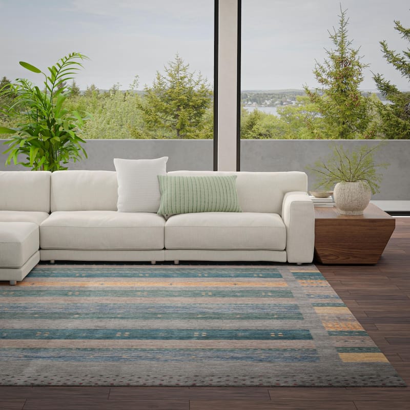 Alora Decor Southwestern Tribal Striped Grey Rug