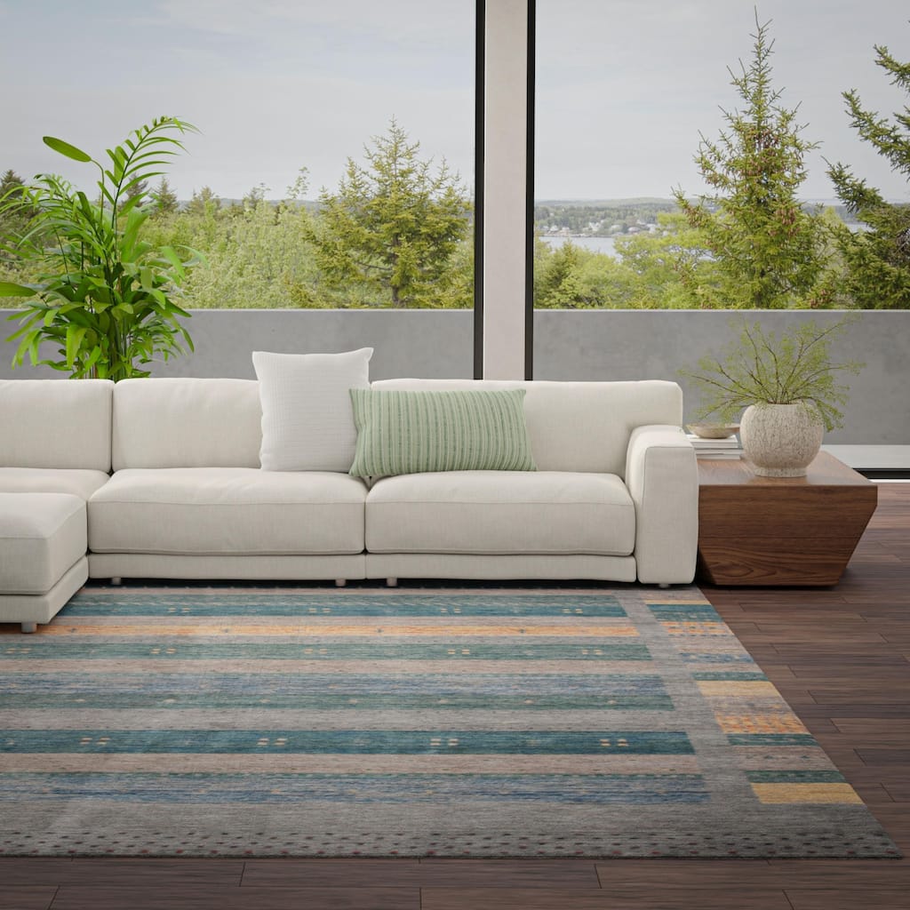 Alora Decor Southwestern Tribal Striped Grey Rug