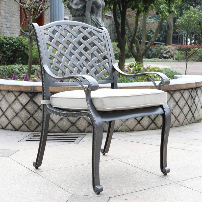 Ventura Cast Aluminum Dining Arm Chair with Cushion