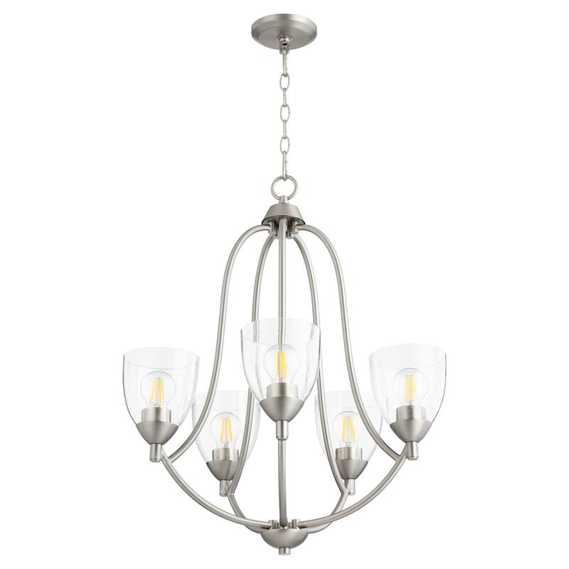 Quorum International Barkley 5 Light 24" Wide Chandelier - Satin Nickel / Clear Seeded