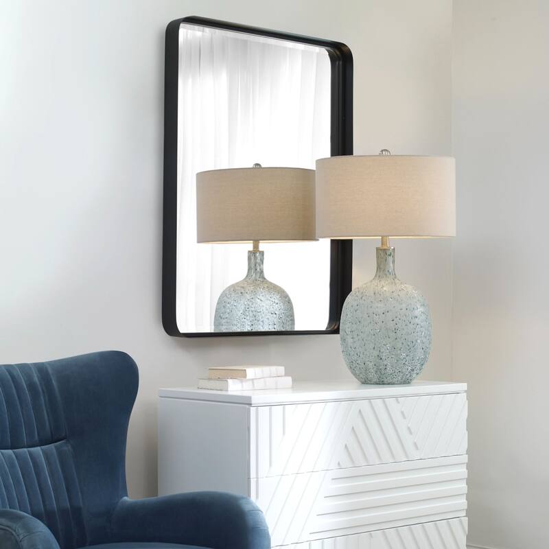 Wooden Framed Beveled Rectangular Wall Mirror - 40" - Black