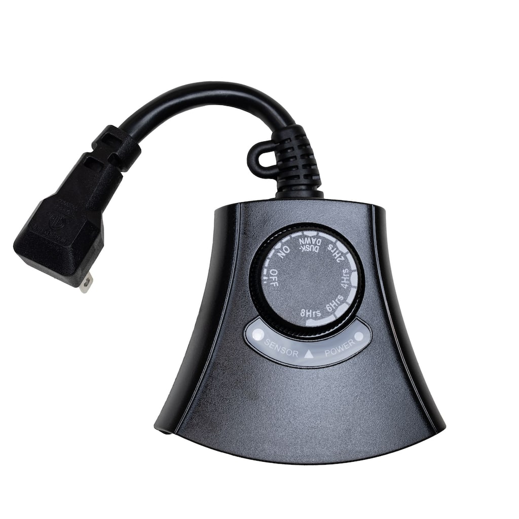 15A-POT Outdoor Timer, Outdoor String Light Christmas Timer, Programable - Black