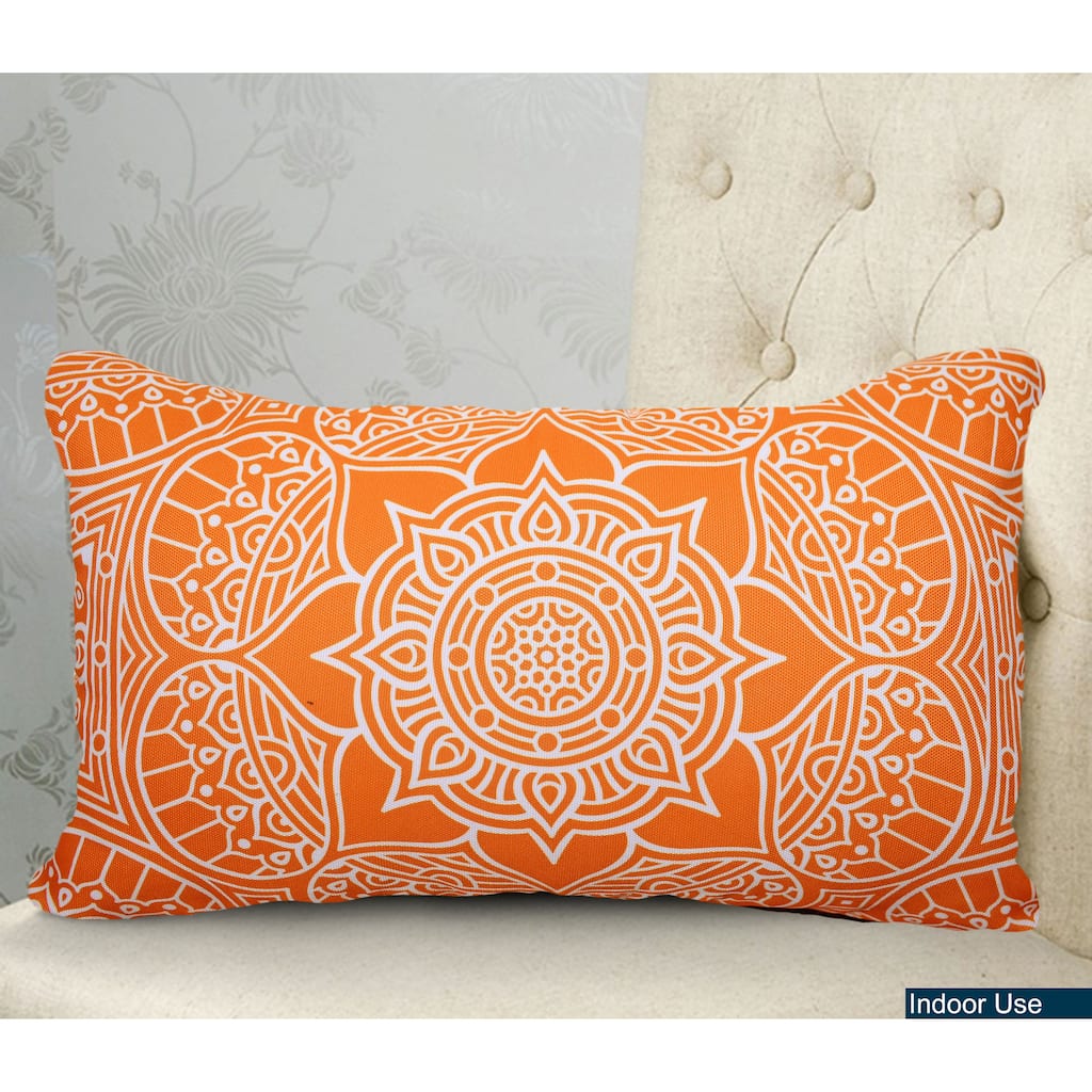 Decorative Indoor Outdoor Weatherproof Lumbar Throw Pillows with Inserts – 12X20 Inches