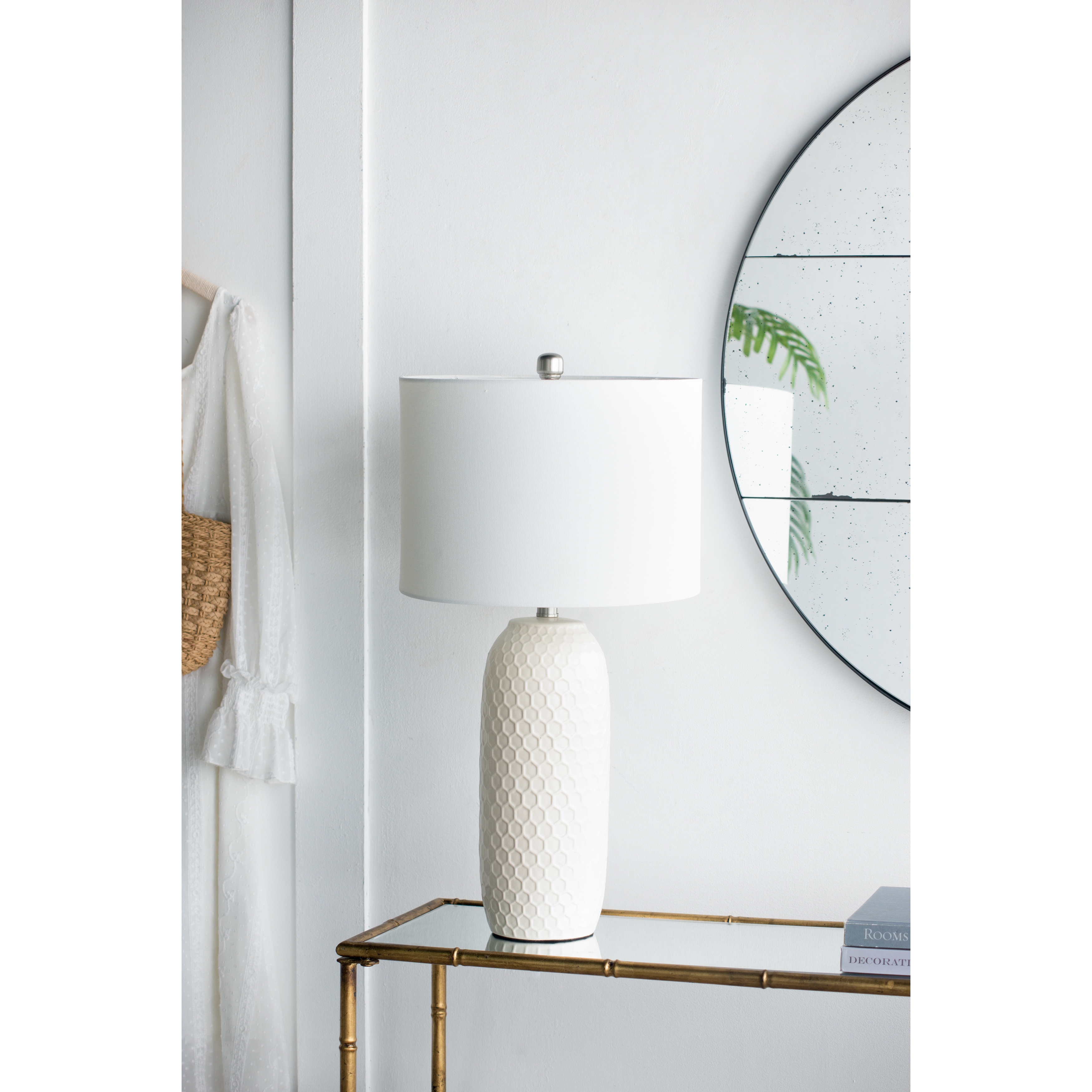 Quinn grey and white table lamp discount