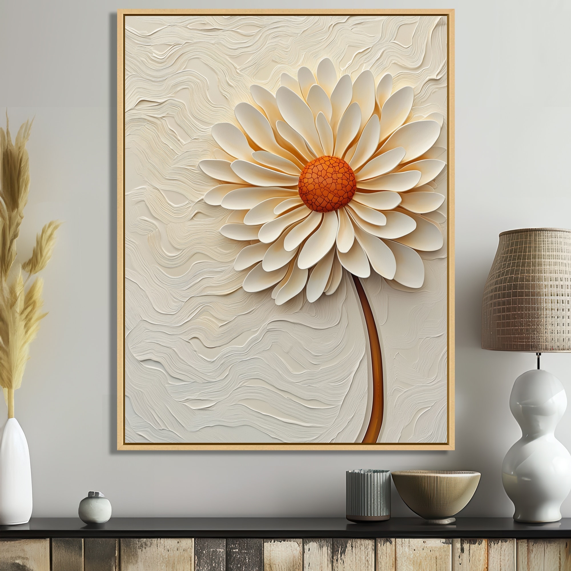 Designart White Daisy in Bloom II - Botanical Framed Wall Art