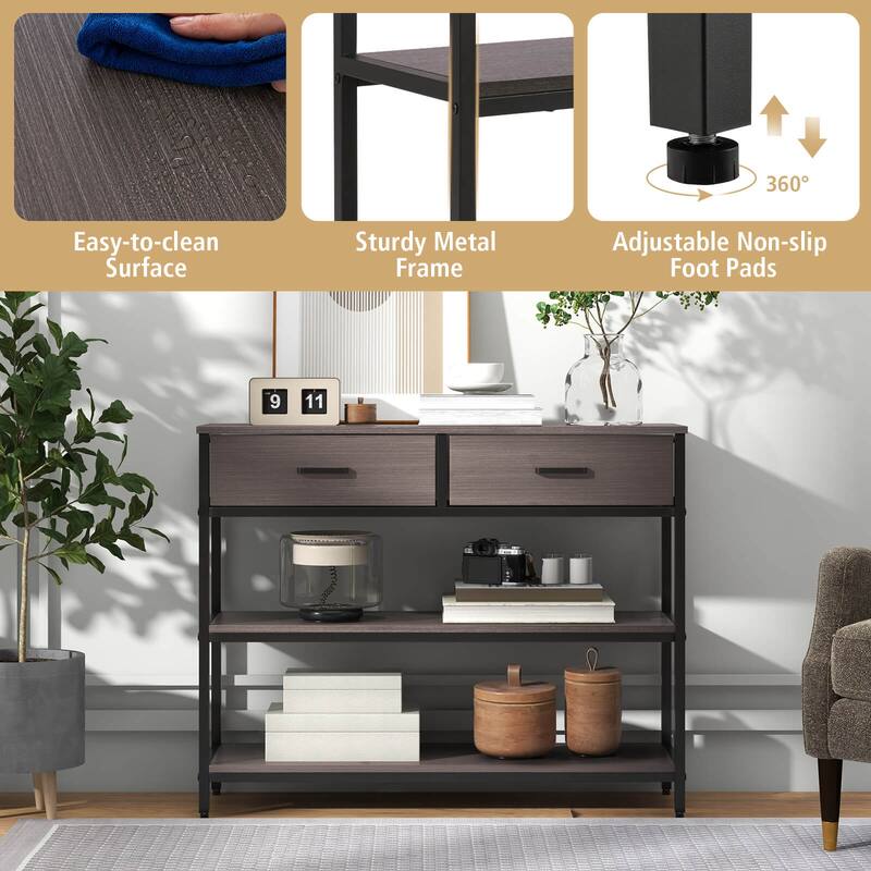 Costway Console Entryway Table Sofa Side Table with Folding Fabric