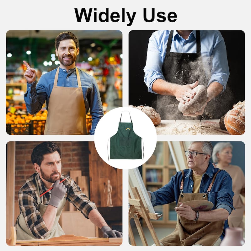 3pcs Bib Apron 72x65cm Unisex Cooking Aprons with 2 Pockets for Home - 28.35" x 25.59"