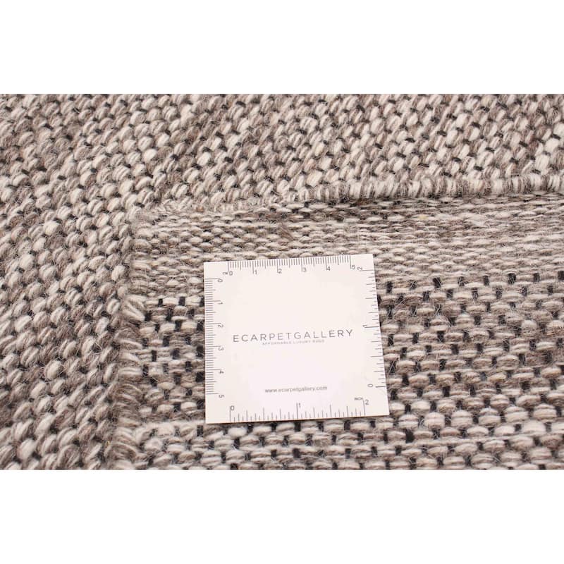 ECARPETGALLERY Flat-Weave Ankara Grey Wool Kilim - 5' 1" x 7' 11"