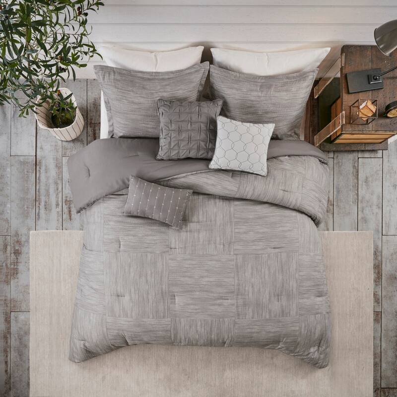 GDF Studio - Walter Printed Seersucker 7-Piece Comforter Set with Decorative Pillows
