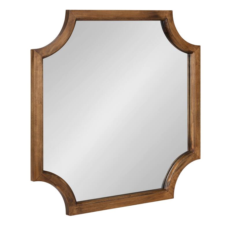 Kate and Laurel Hogan Scalloped Wood Framed Mirror - 24x24 - Rustic Brown