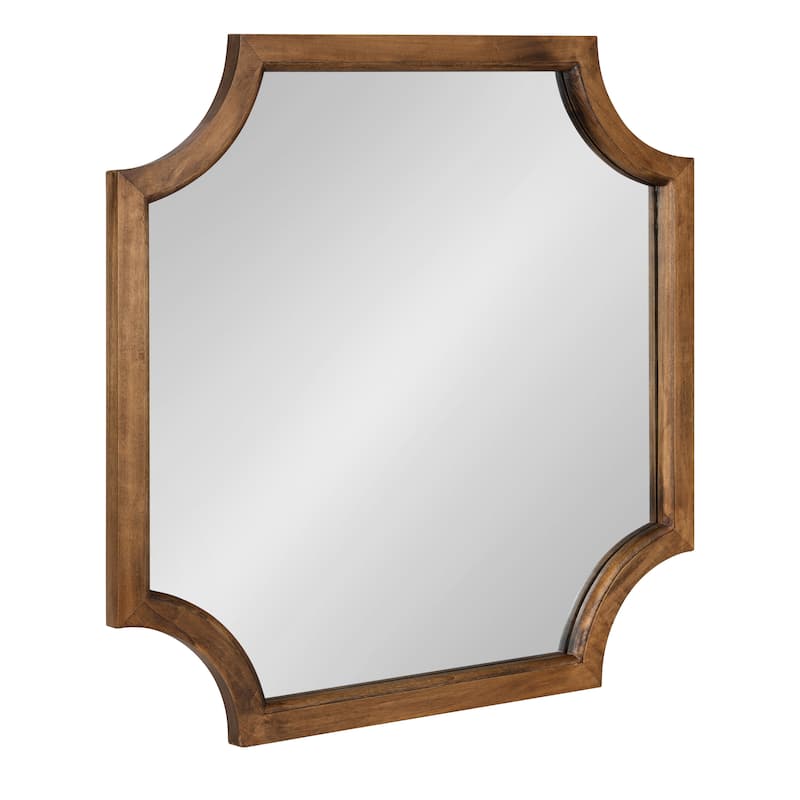 Kate and Laurel Hogan Scalloped Wood Framed Mirror - 24x24 - Rustic Brown