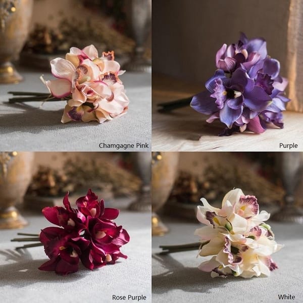 Rusticreach Silk Small Cymbidium Orchid Bouquet In Various Color Overstock Rusticreach Silk Small Cymbidium Orchid Bouquet In Various Color Overstock