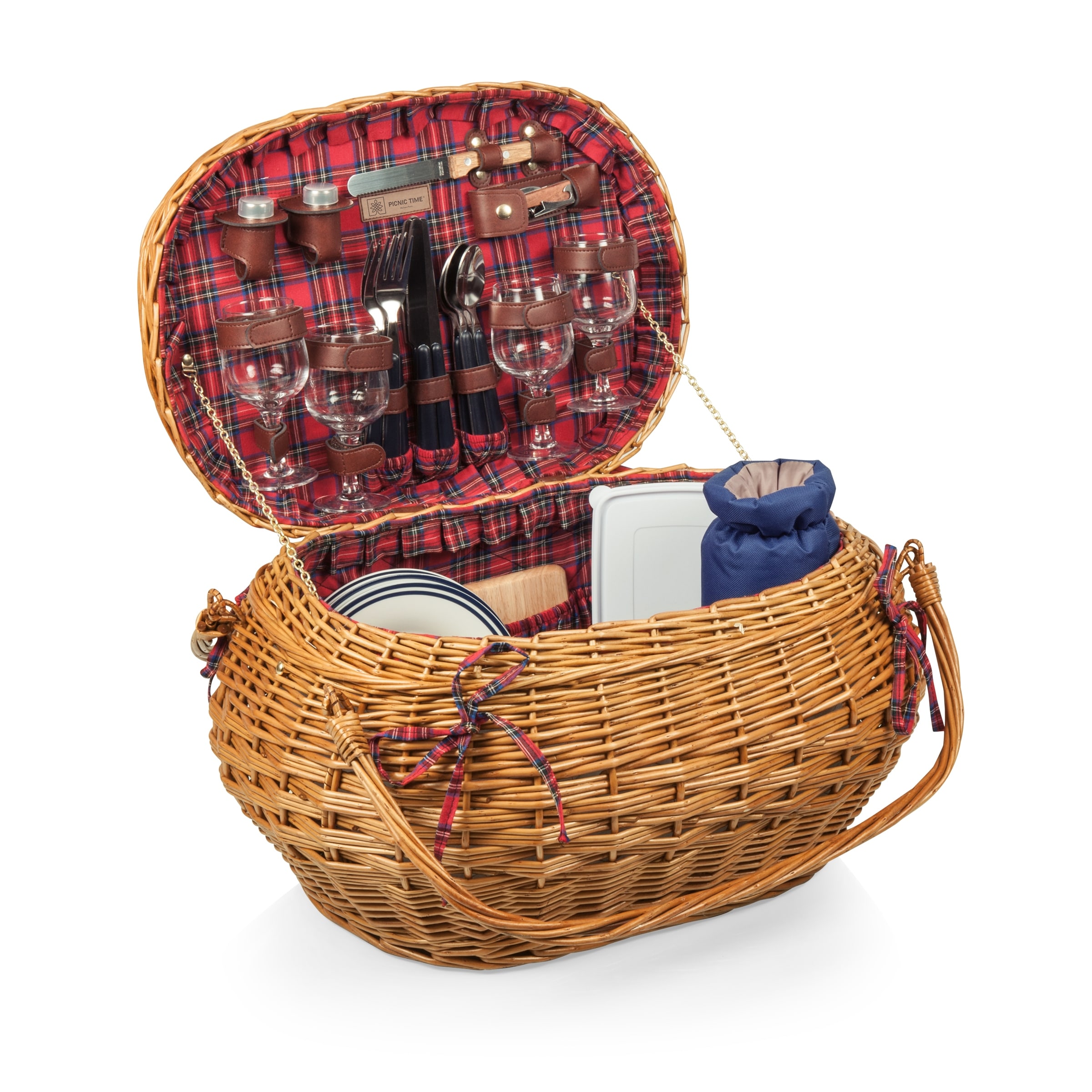 The Pioneer Woman 15-Piece Service for Two Patchwork Medley Picnic Basket  Set