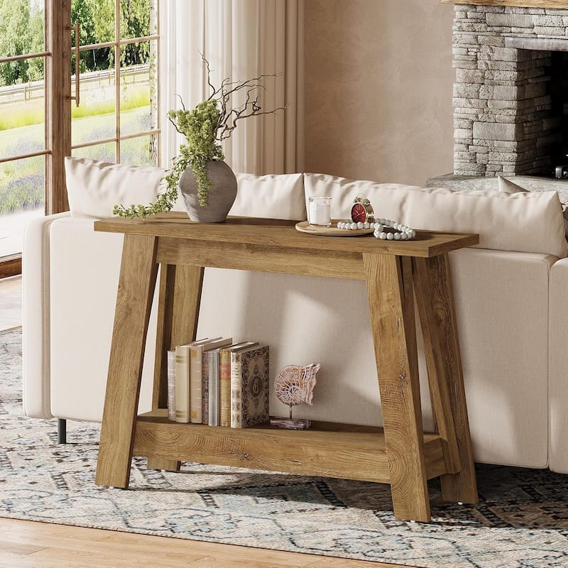 41.3-Inch Farmhouse Entryway Table, 2-Tier Narrow Console Table for Foyer - 41.3" W x 11.8" D x 31.3" H