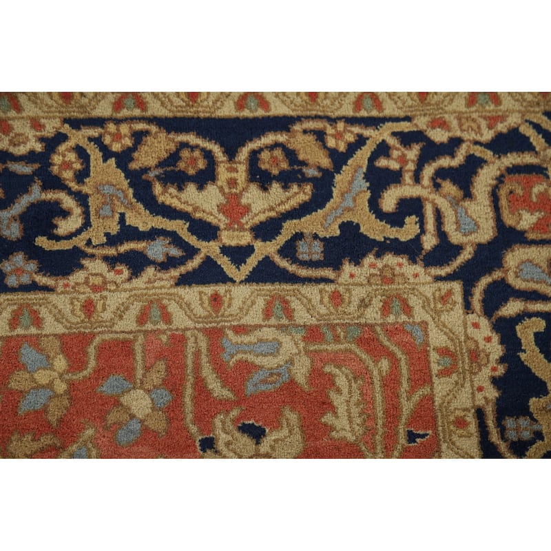 Orange Floral Tabriz Foyer Rug Handmade Wool Carpet - 4'1" x 6'5"