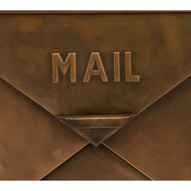 Copper Wall Mount Mailbox Iron Vintage Style Large Letter Holder Outdoor Home Decor - 12 H x 5 W x 16.5 L