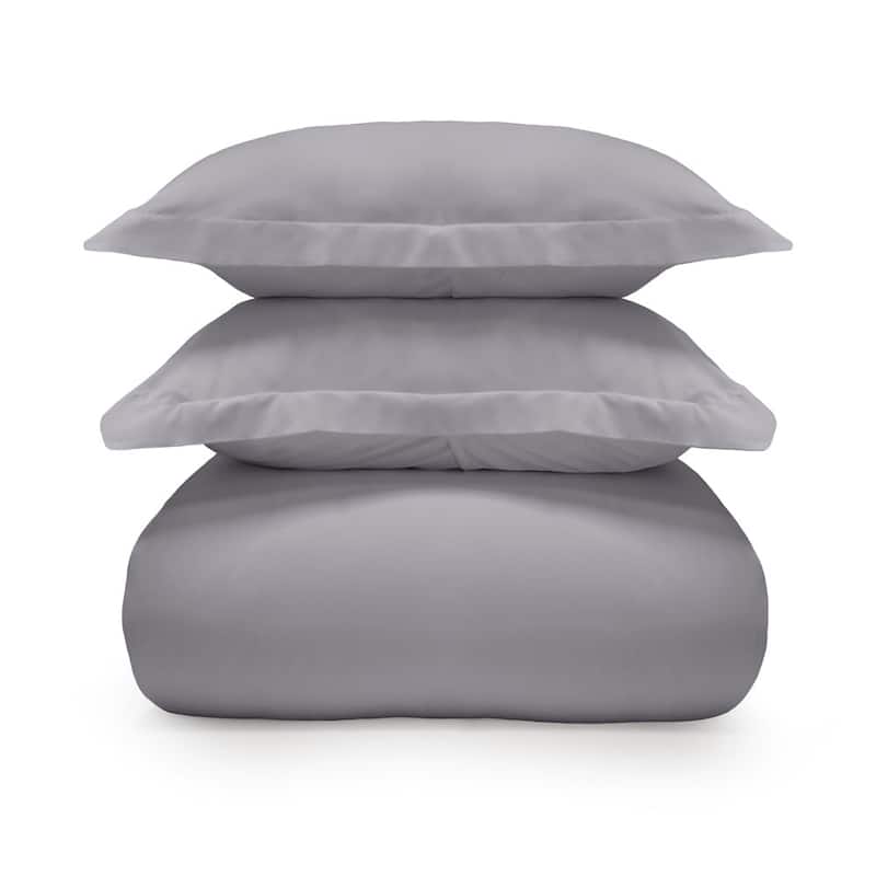 Jennifer Adams 400TC Long-Staple Cotton Sateen 3pc. Duvet Cover and Sham Set - Graphite - King - 3 Piece