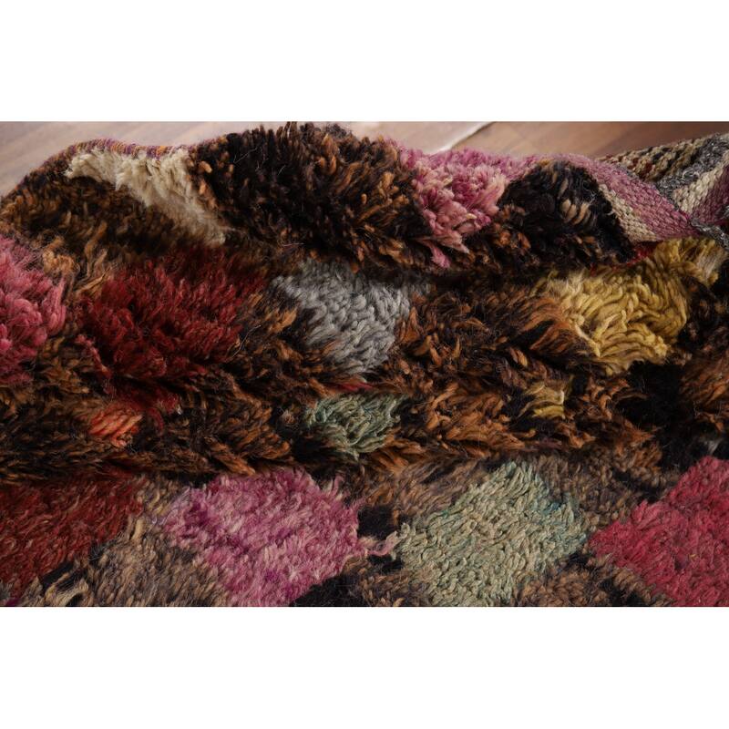 Hand Knotted Oriental 100% Wool Carpet Modern All-Over Multi-Colored Moroccan Area Rug - 8' 5'' X 4' 10''