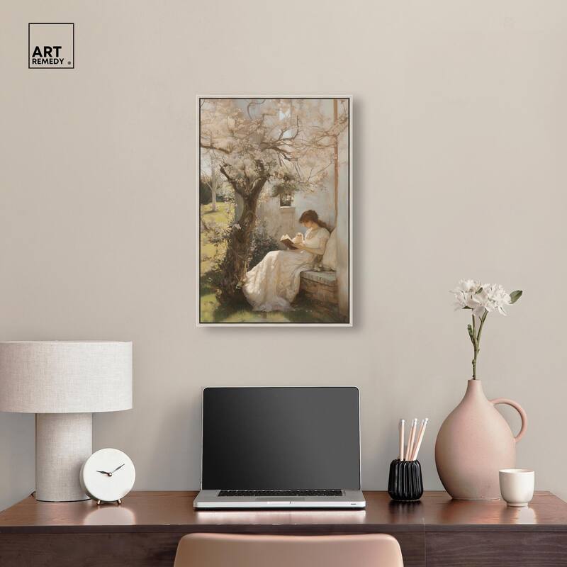 Reading With Her Cat Canvas by Art Remedy