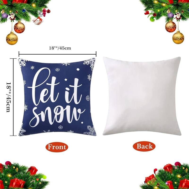 18x18 inch Velvet Xmas Winter Holiday Decorations Pillow Covers, Pillow Case