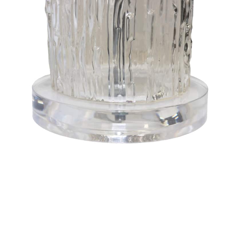 Pasargad Home Glacia Modern Textured Glass Table Lamp with Drum Shade - D14" x H29"