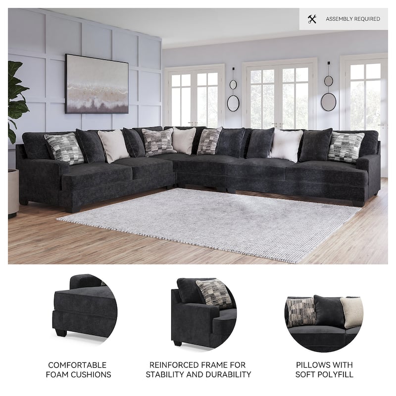 Signature Design by Ashley Lavernett Charcoal 4-Piece Sectional - 170"W x 131"D x 40"H