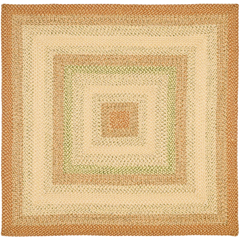 SAFAVIEH, Handmade Braided Adelajde Country Rug - 4' Square - Rust/Multi