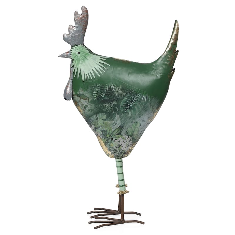 Metal Green Cottage Farm Hen Decor