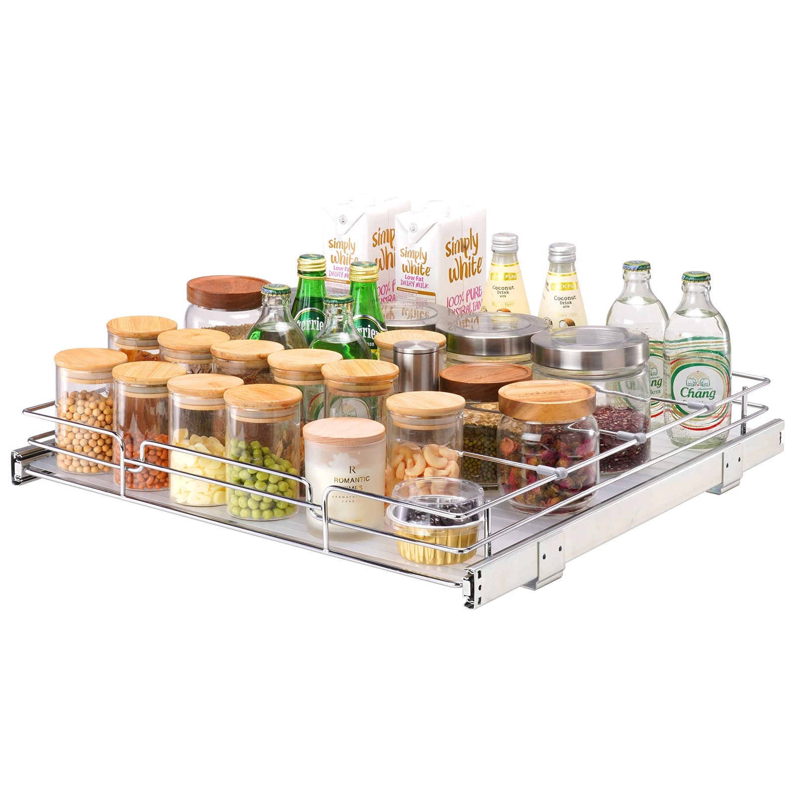 VEVOR Pull Out Cabinet Organizer, Heavy Duty Slide Out Pantry Shelves, Chrome-Plated Steel Roll Out Drawer
