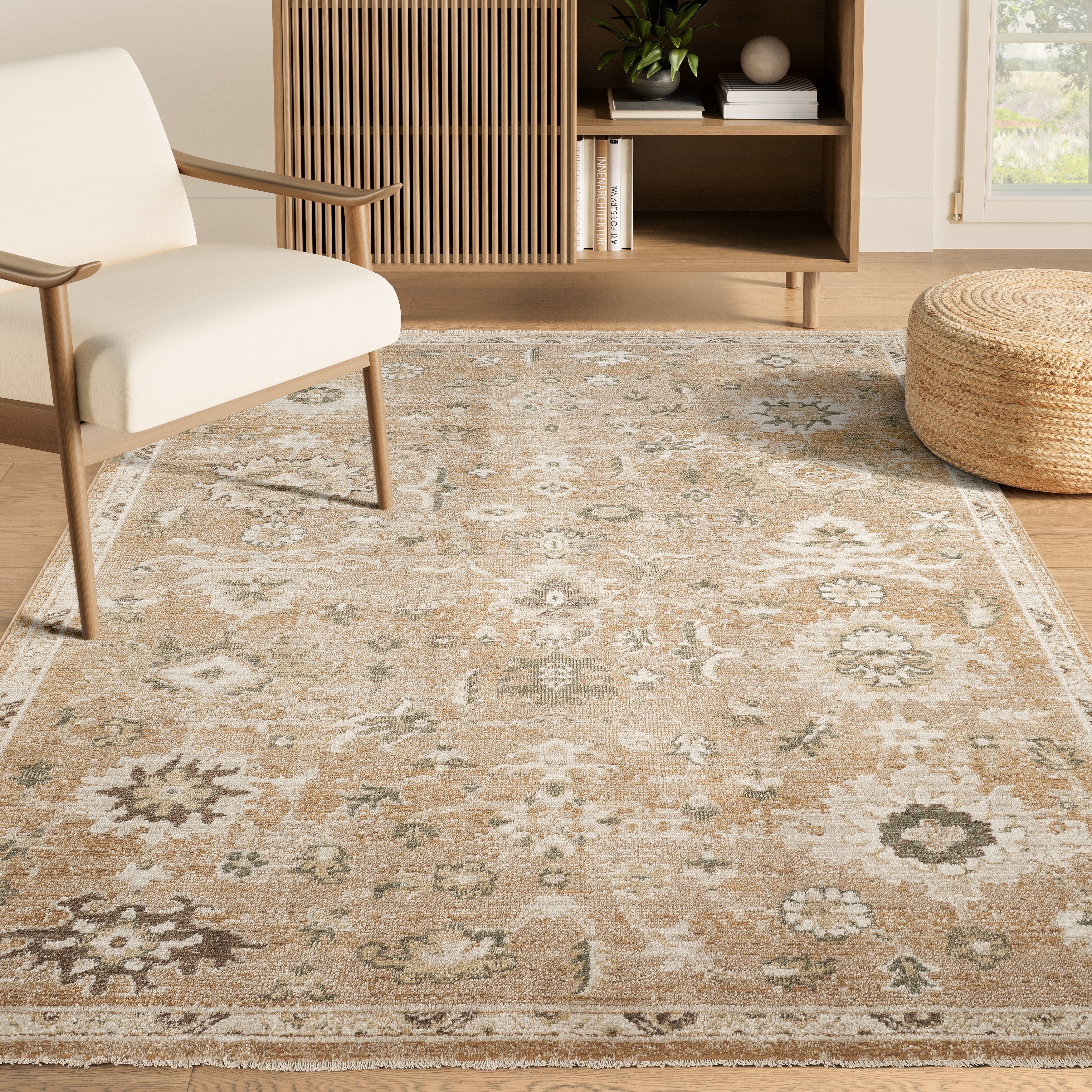 Abani Rugs EVE120A Evelyn Traditional Vintage Terracotta Rust Ivory Area Rug