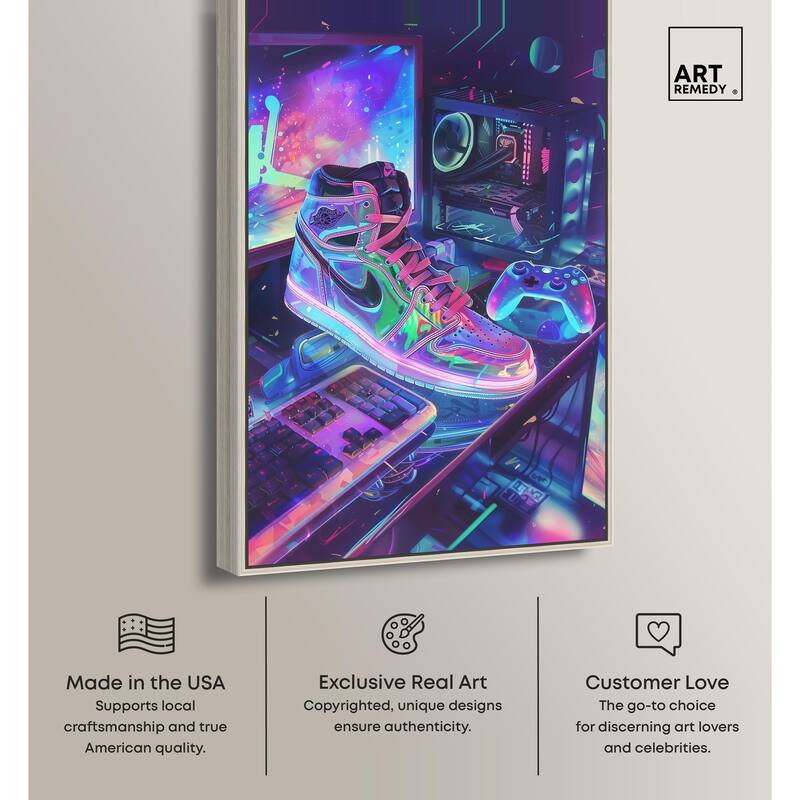 Neon Gaming Set Up Canvas by Art Remedy