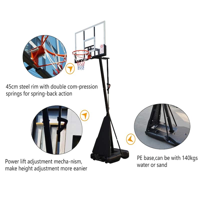 SUGIFT 7.5ft - 10ft Height Adjustable Portable Basketball Hoop