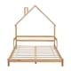 preview thumbnail 8 of 7, Full Size Montessori Floor Bed with Handrails for Kids, Wooden House-Shaped Headboard Floor Bed Frame with Wood Slats Support
