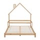 preview thumbnail 8 of 7, Natural Full Size Pine Wood House-Shaped Headboard Floor Bed with Handrails and slats for Bedroom
